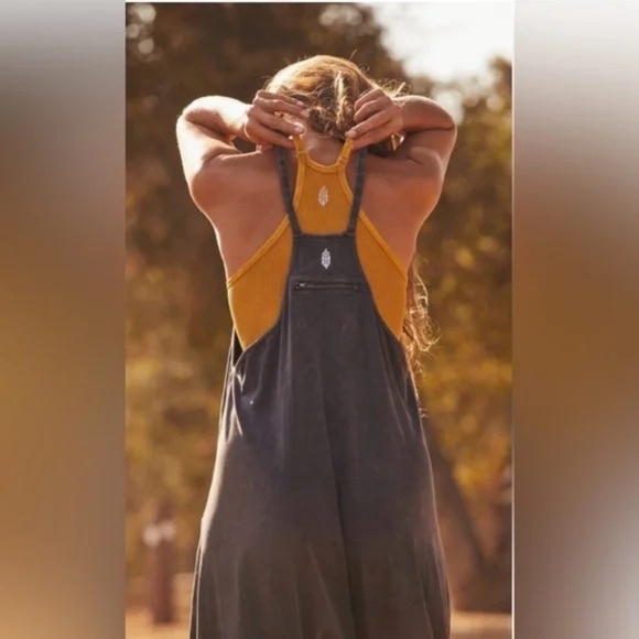 Free People FP Hot Shot Onesie Romper Washed Black Size XS - Picture 3 of 9